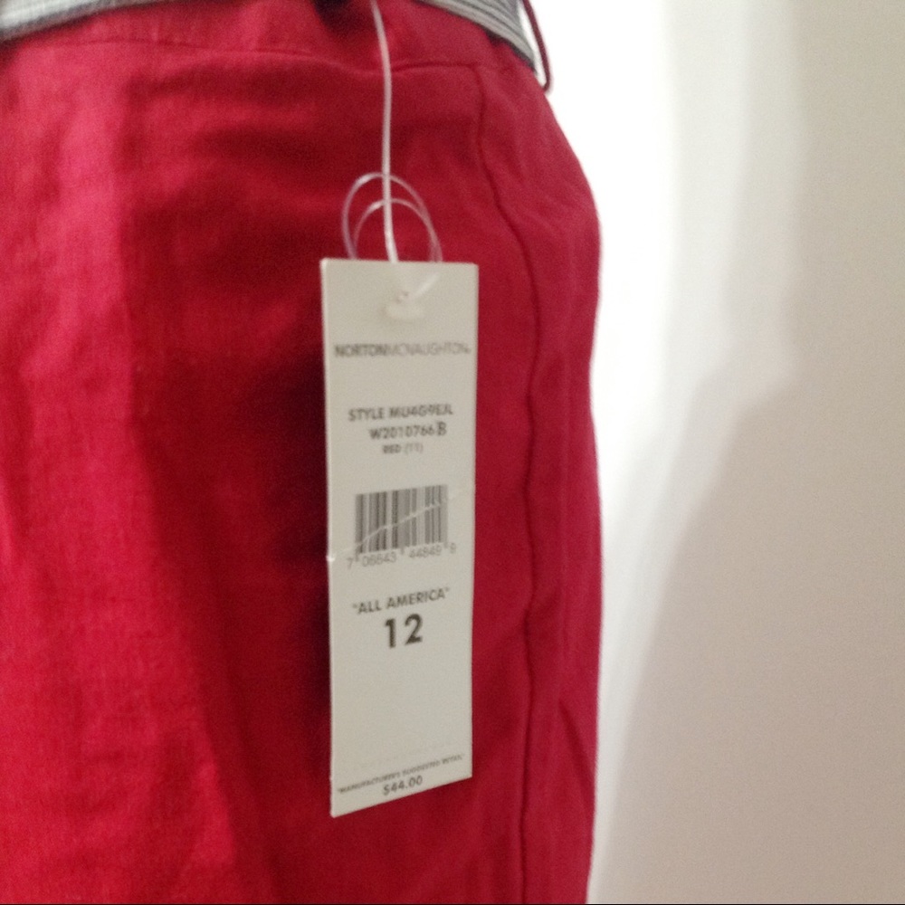 Norton McNaughton Red Capris with Striped Belt - Picture 6 of 8